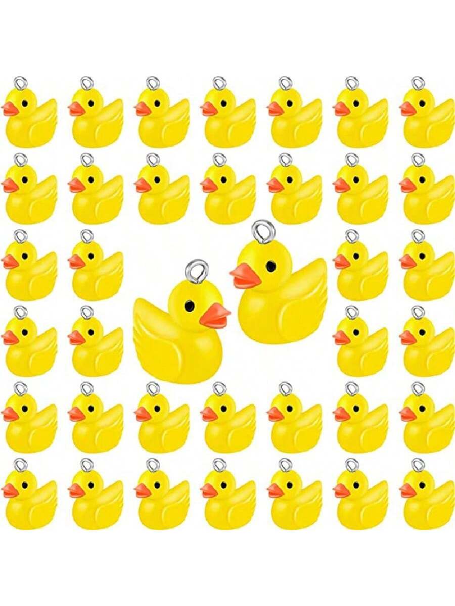 20pcs Resin Yellow Duck Pendant For Diy Bracelet Necklace Jewelry Making Decoration Beads--1