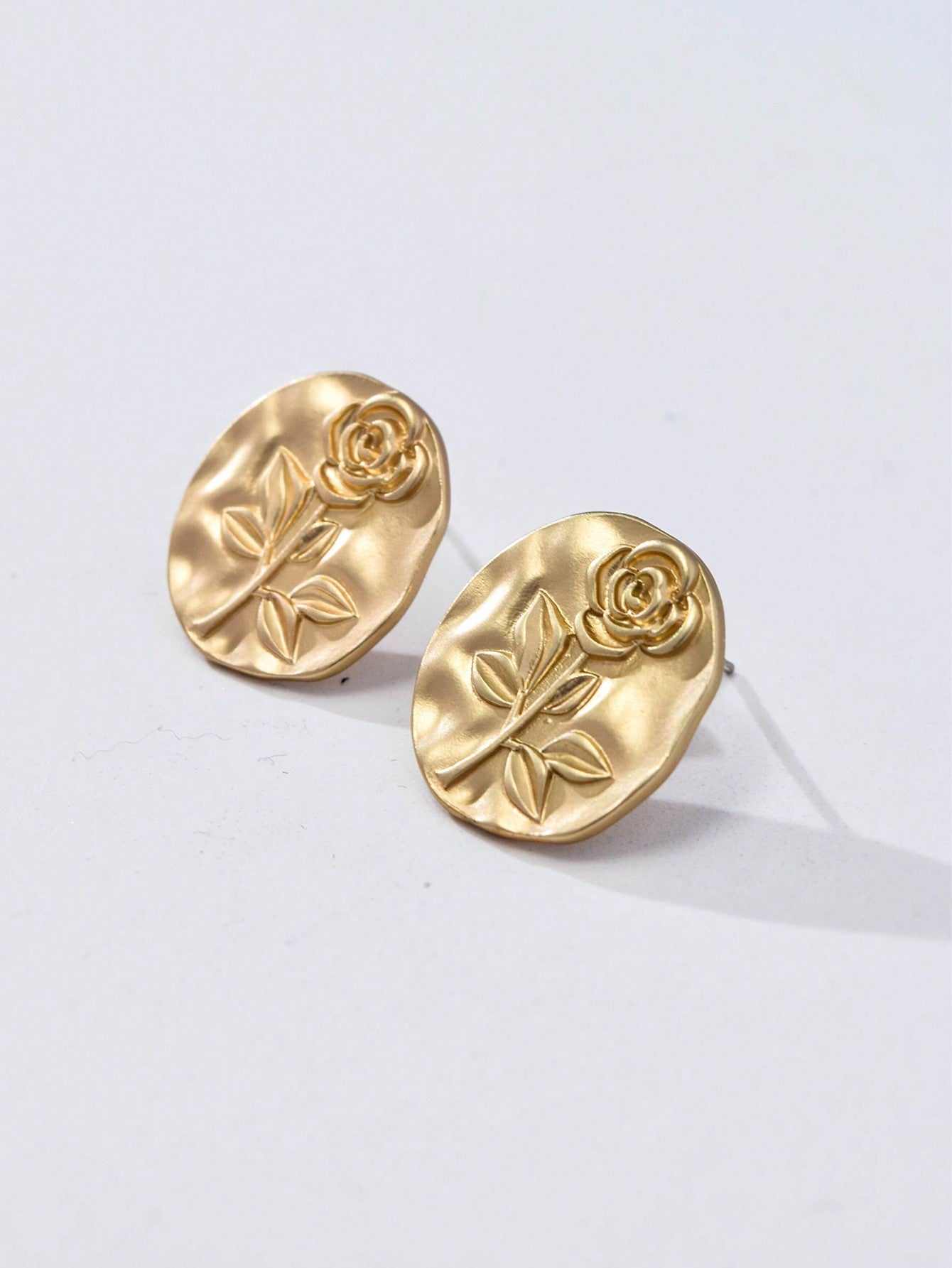 Valentine's Day Women Gifts 1 Pair Vintage Gold Rose Flower Stud Earrings For Women Girls Earrings Daily Party--1