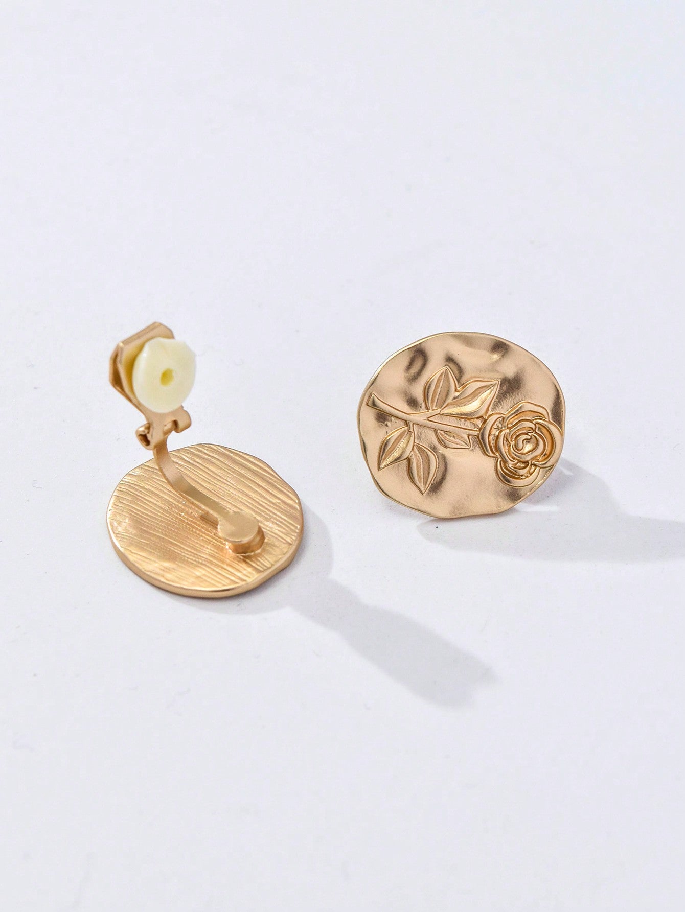 Valentine's Day Women Gifts 1 Pair Vintage Gold Rose Flower Stud Earrings For Women Girls Clip Earrings Daily Party--1