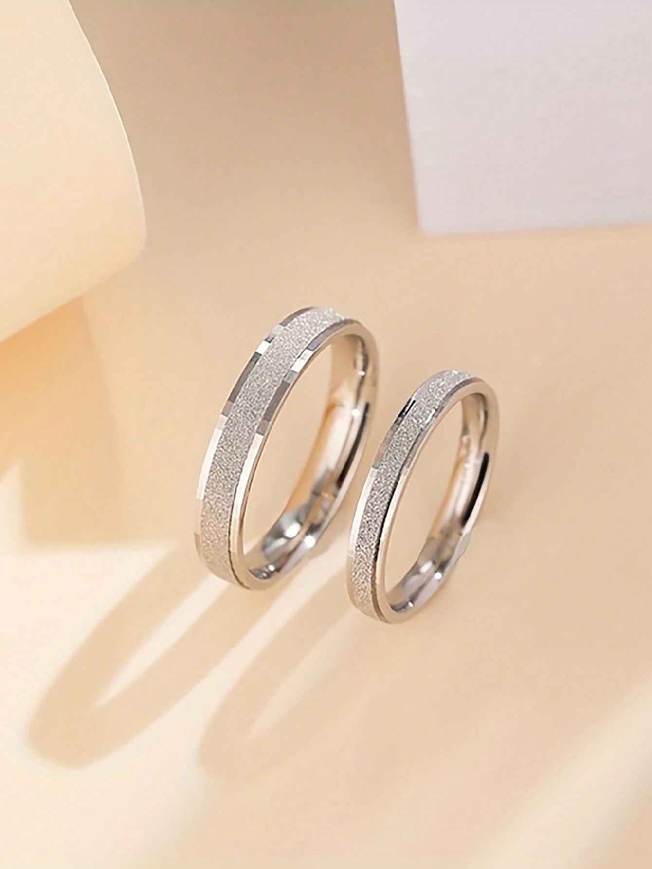 1Pc Frosted Couple Rings  Wedding Band S925 Sterling Silver Round Promise Ring Eternity Ring Anniversary Ring Luxury Jewelry Gifts For  Couple-Silver-1