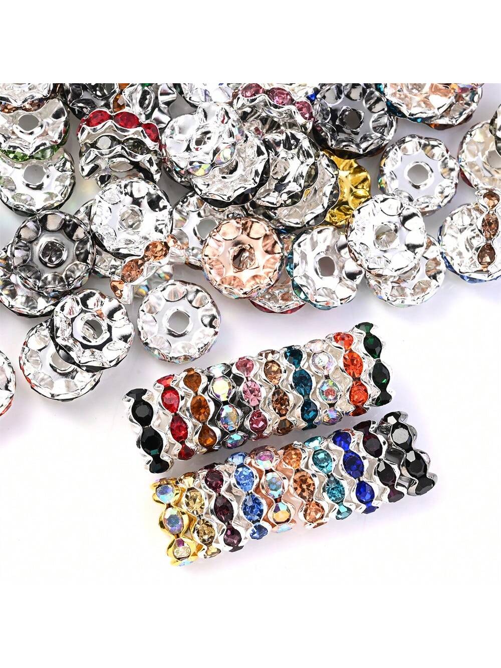 30pcs/Set 12mm Flower Crystal Rhinestone Rondelle Spacer Beads For Jewelry Making DIY Spacial Bracelet Necklace Pen Handmade Craft Supplies--1