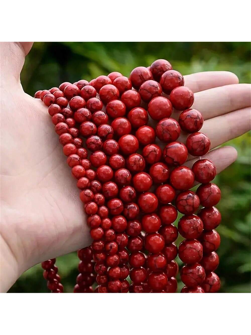 6/8/10mm Natural Stone Beads Round Red Turquoise Genuine Real Stone Beading Loose Gemstone Hole Size 1mm DIY Smooth Beads For Bracelet Necklace Earrings Jewelry Making-Red Turquoise-1