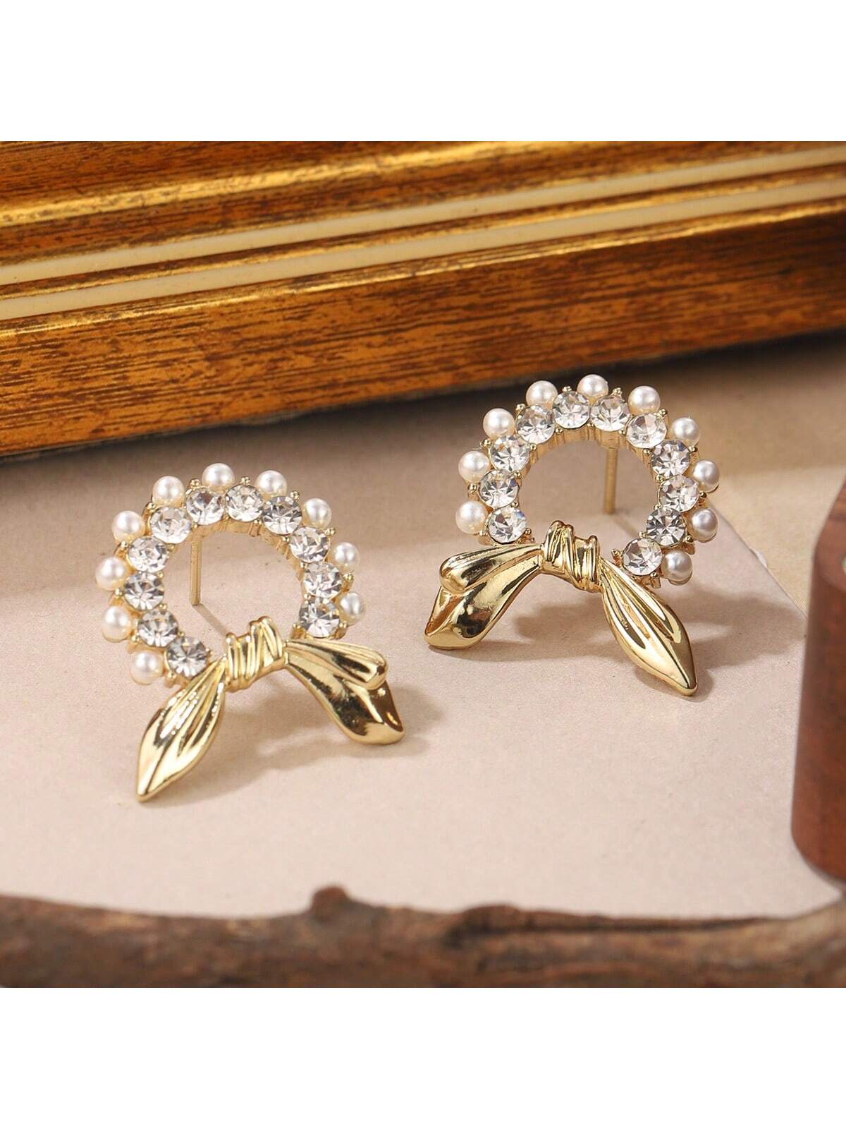 1pair Copper Plated Rabbit Shaped Stud Earrings, Women's Accessory For Date, Party & Gift--1