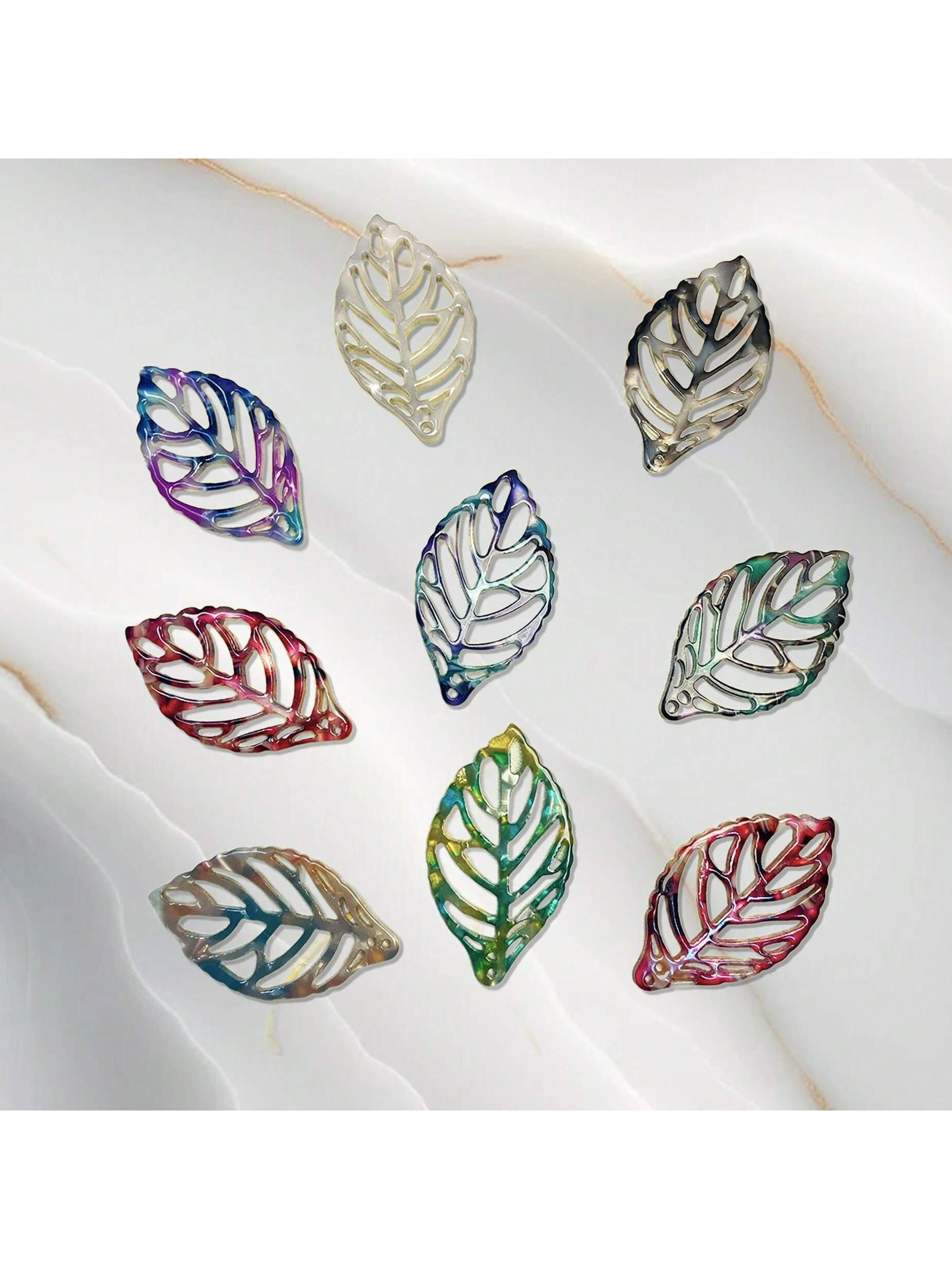 20pcs/Lot Leaf & Oval & Crystal Design Diy Earring Accessories, Material, Suitable For Making Bracelets, Necklaces, Pendants, Great For Boys, Girls, Men, Women As Festival Gifts Or Party Dration, Professional Custom Jewelry Shop--1