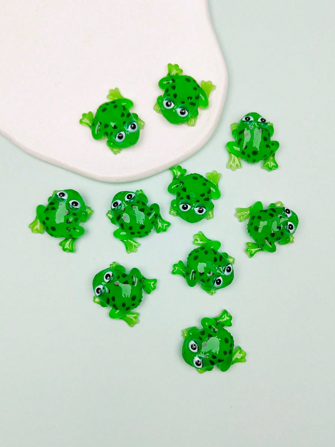 10pcs Acrylic Green Frog Shaped Jewelry Accessories For Diy Jewelry Making And Decoration--1