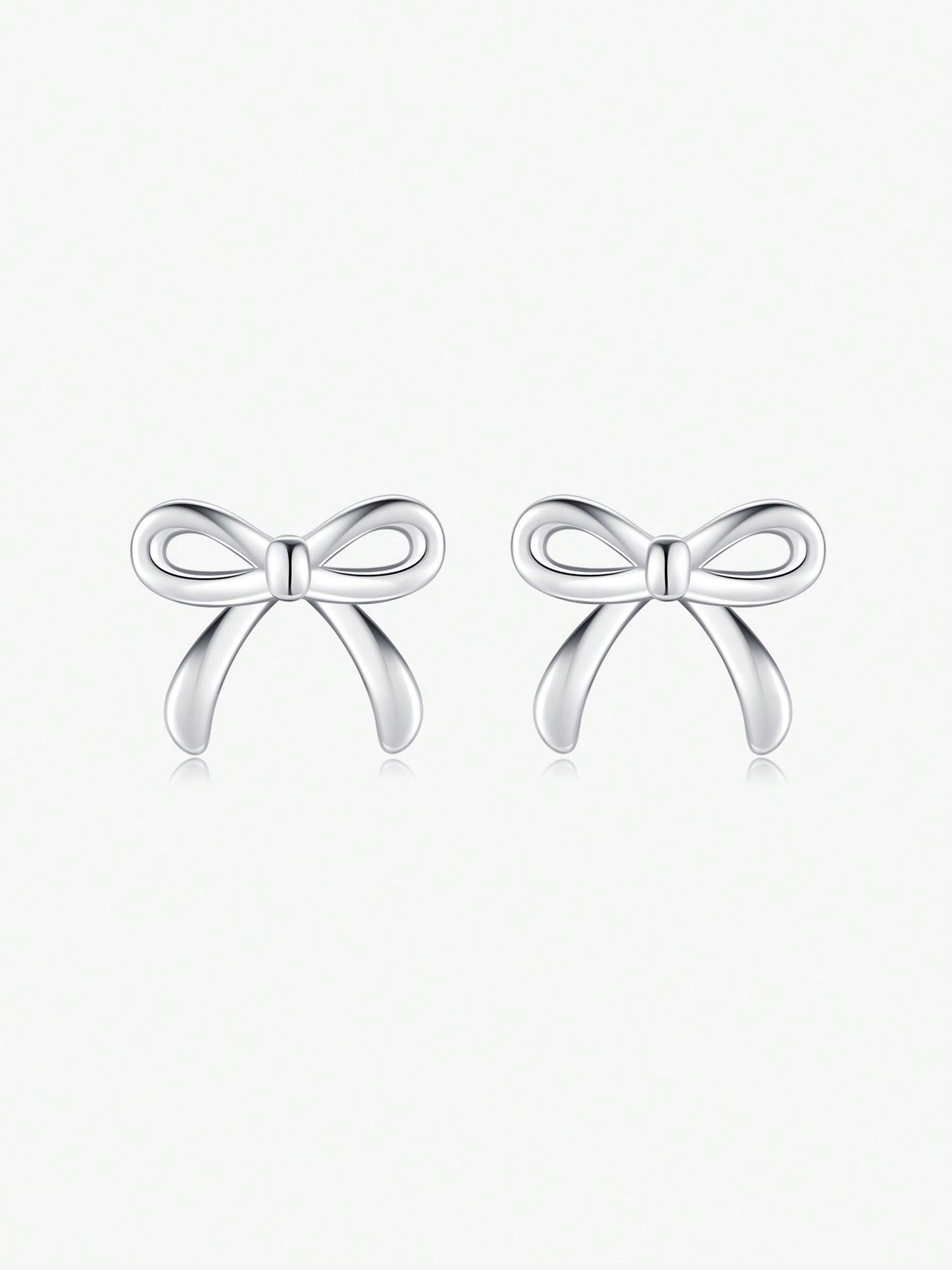 925 Sterling Silver Bowknot Earrings For Women Cute Simple Exquisite Hypoallergenic Stud Earrings For Women Fine Jewelry-Silver-1