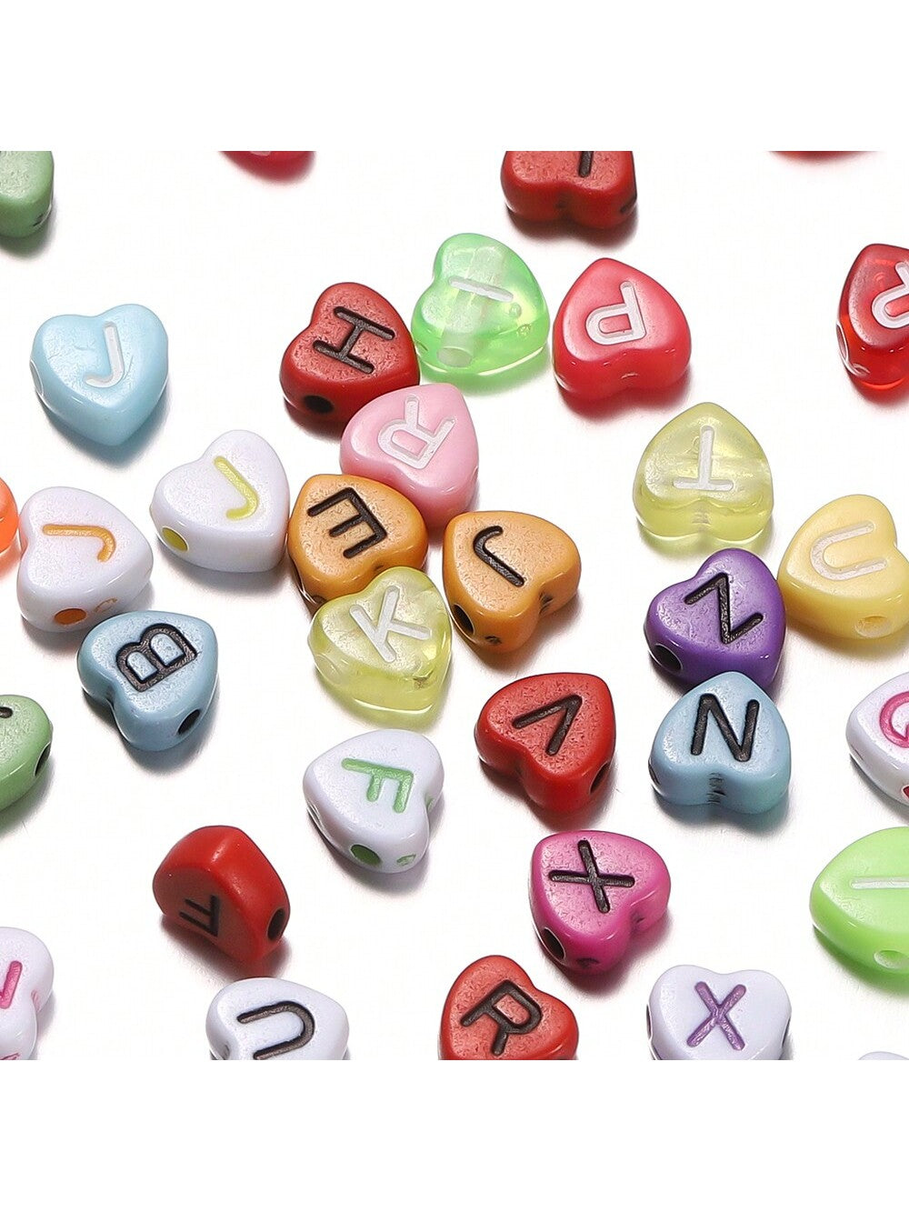 100Pcs/Lot Mixed Acrylic Letter Loose Spacer Heart Beads For DIY Jewelry Making Bracelet Necklace Keychain Accessories--1