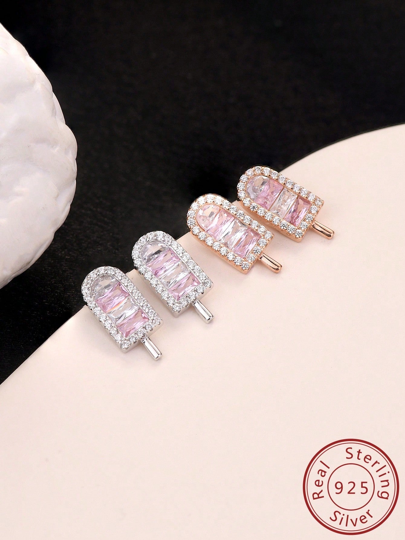 1pair S925 Ice Cream Cone Shaped Earrings For Women--1