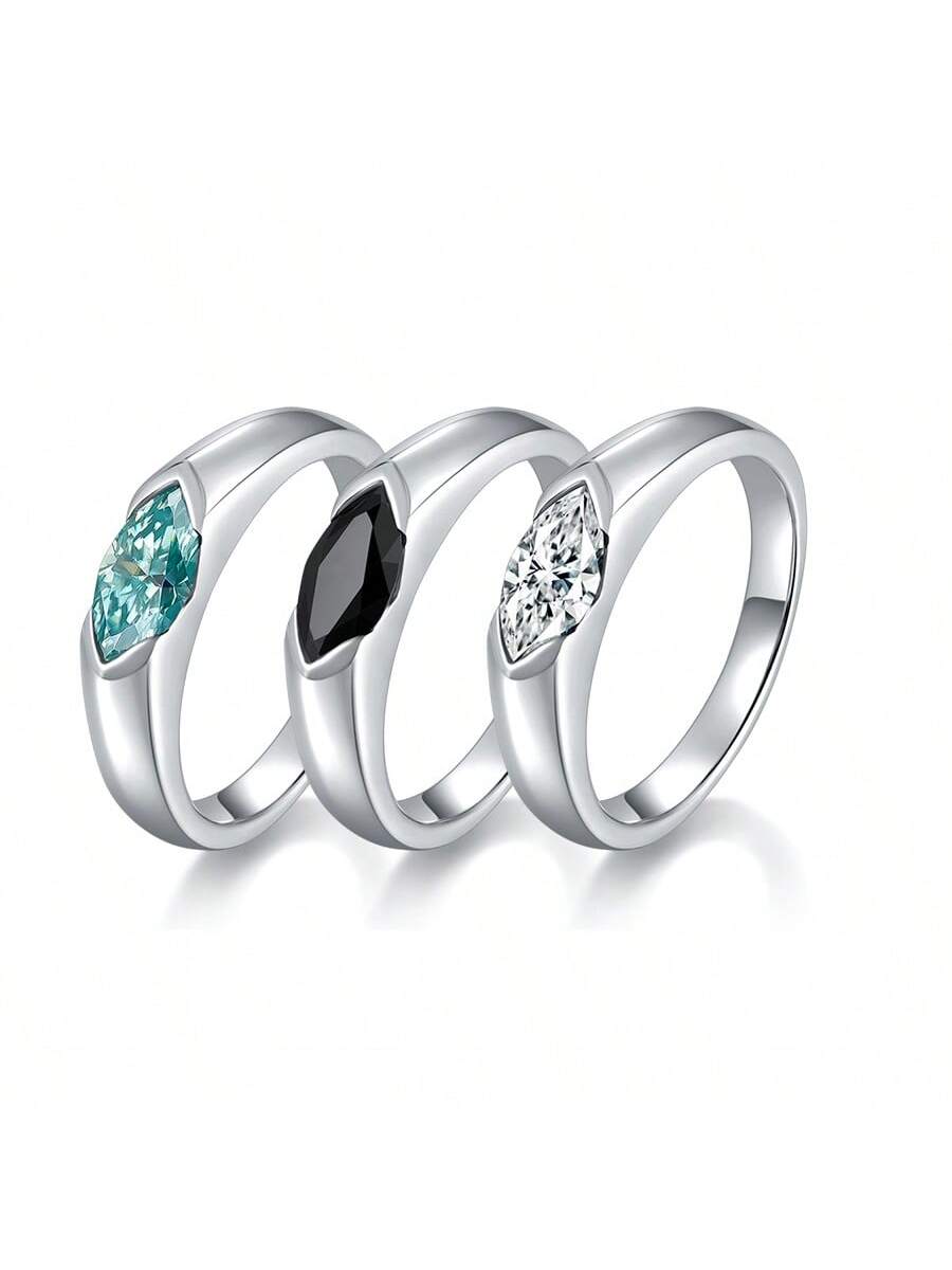 1pc Simple 925 Silver Turquoises & Closed Ring For Men And Women--1