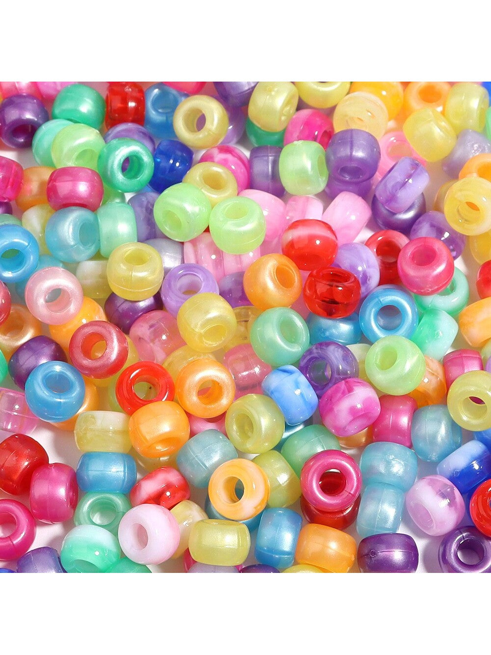 200pcs Pony Beads Mixed Color Bracelet Beads Glitter Transparent Pony Beads For Hair Braids Crafts Plastic Beads For Bracelet Jewelry Making-Multicolor-1