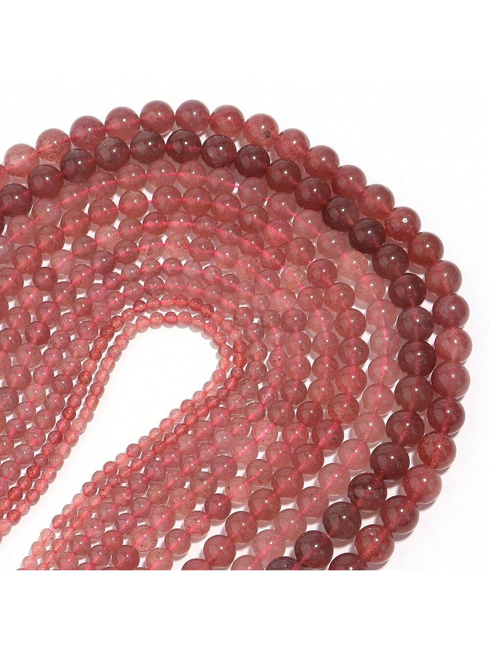 1 Strand Natural Strawberry Quartz Round Beads For Diy Bracelet, Necklace Making (4/6/8/10mm)-Rose Color-1