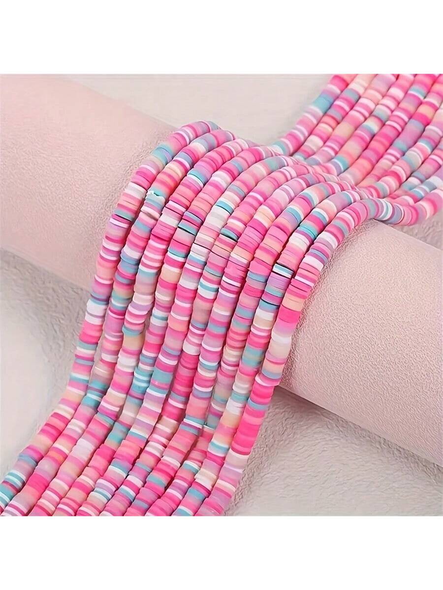 0.6cm Colored Clay Strip, Flat Circular Polymer Clay Beads, Loosely Spaced Handmade Bohemian Chip Beads, Used For DIY Jewelry Bracelets-Multicolor-1