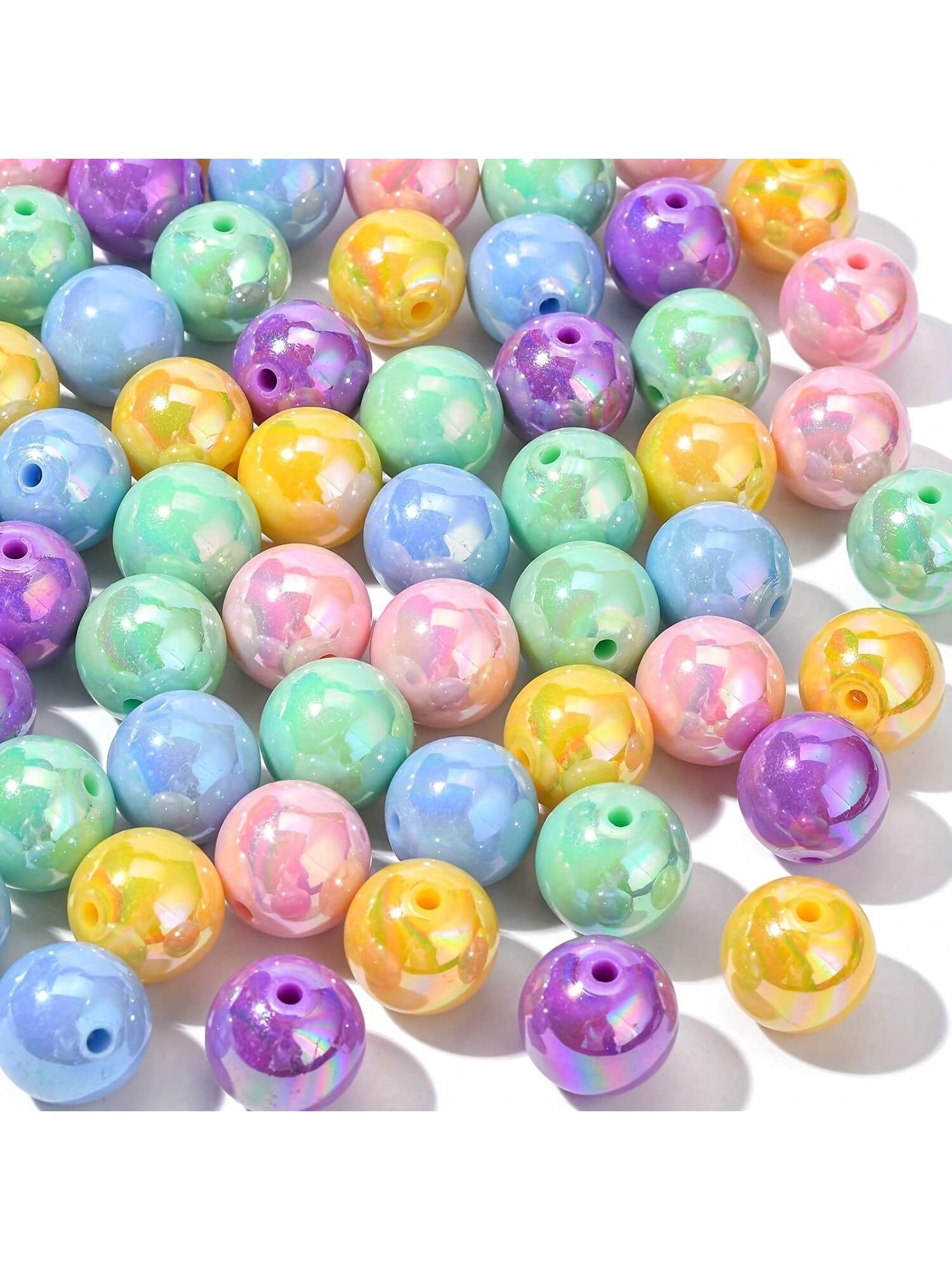 About 110Pcs 20mm Mixed Colors Round Chunky Bubblegum Round Ball Beads Colorful AB Plated Round Acrylic Beads For Jewelry Making Necklace Bracelets Bulk-Multicolor-1