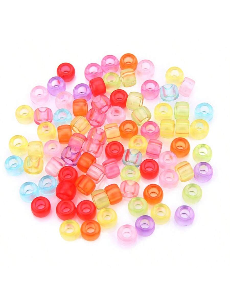 200pcs Pony Beads Mixed Color Bracelet Beads Glitter Transparent Pony Beads For Hair Braids Crafts Plastic Beads For Bracelet Jewelry Making-Multicolor-1