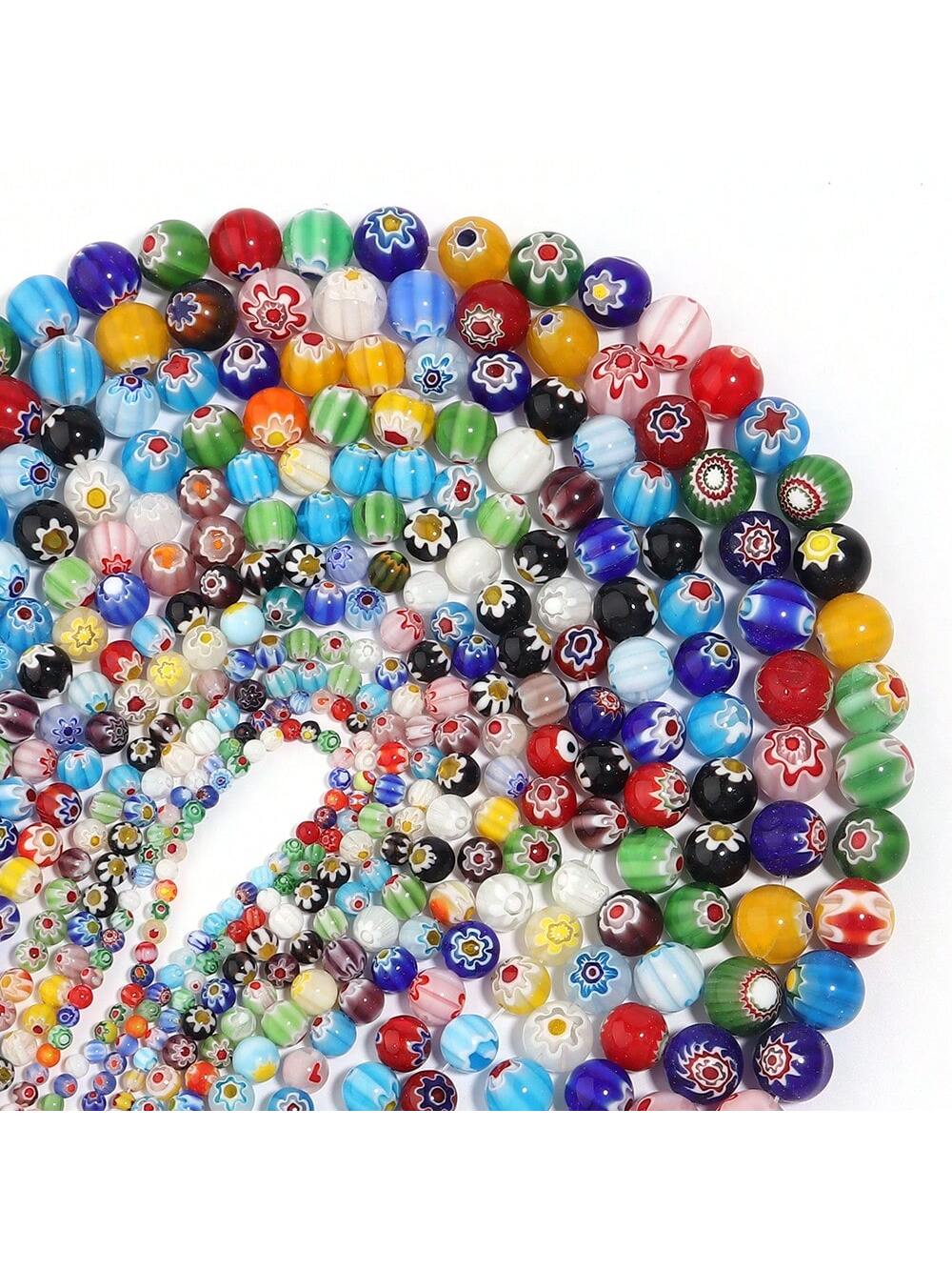 1pc Random Color Flower Pattern Glass Bead Strand, Diy Bracelet & Necklace Jewelry Making Supplies--1