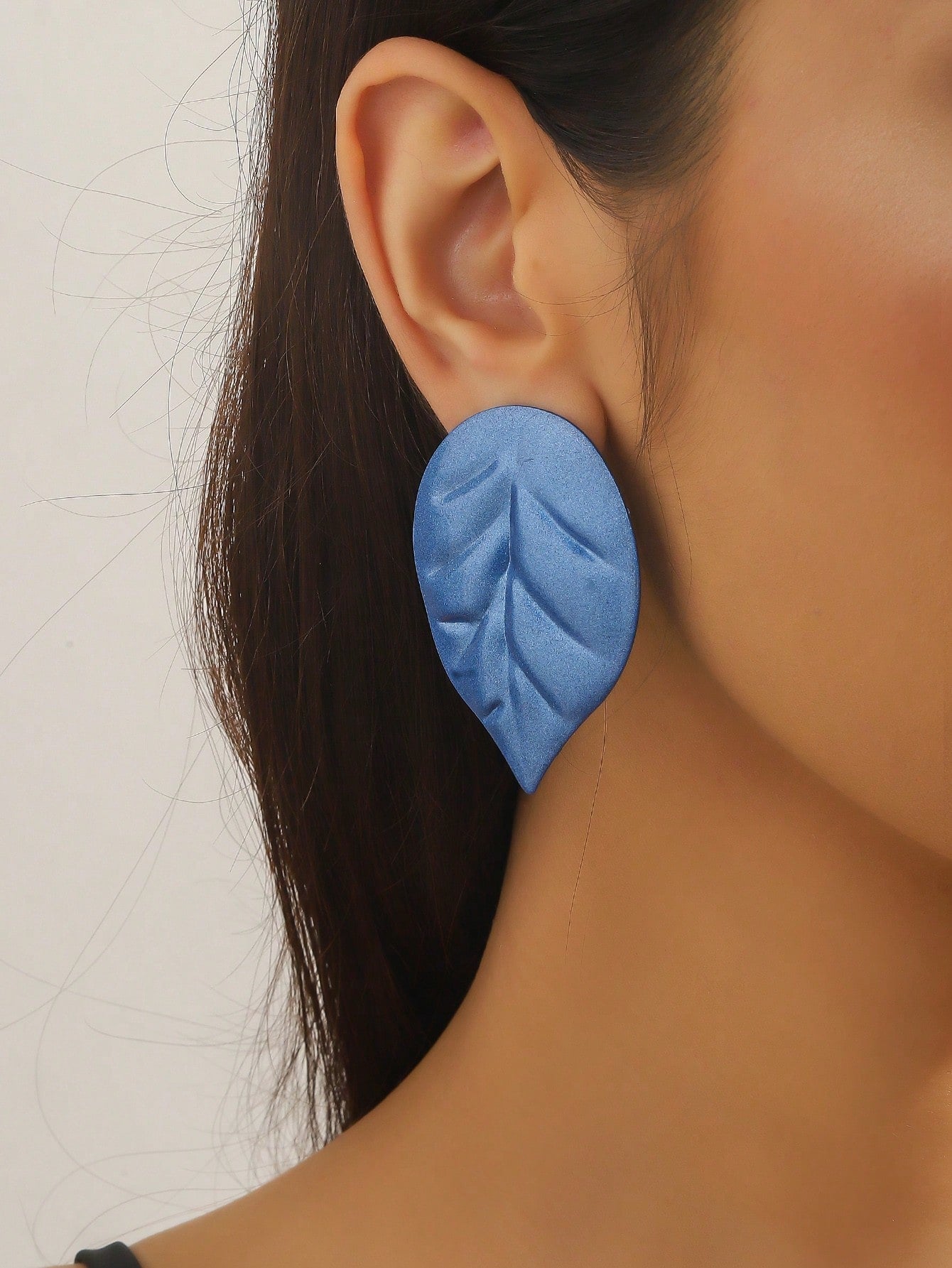 Personality Exaggerated Irregular Leaf Shaped Stud Earrings-Blue-1