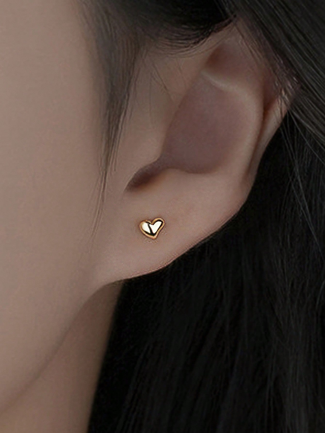 1pair Fashionable And Simple 925 Silver Heart-Shaped Ear Stud, Highlighting Personal Style, Suitable For Women's Daily Wear, Date Wear, Perfect Gift For Girlfriends-Gold-1