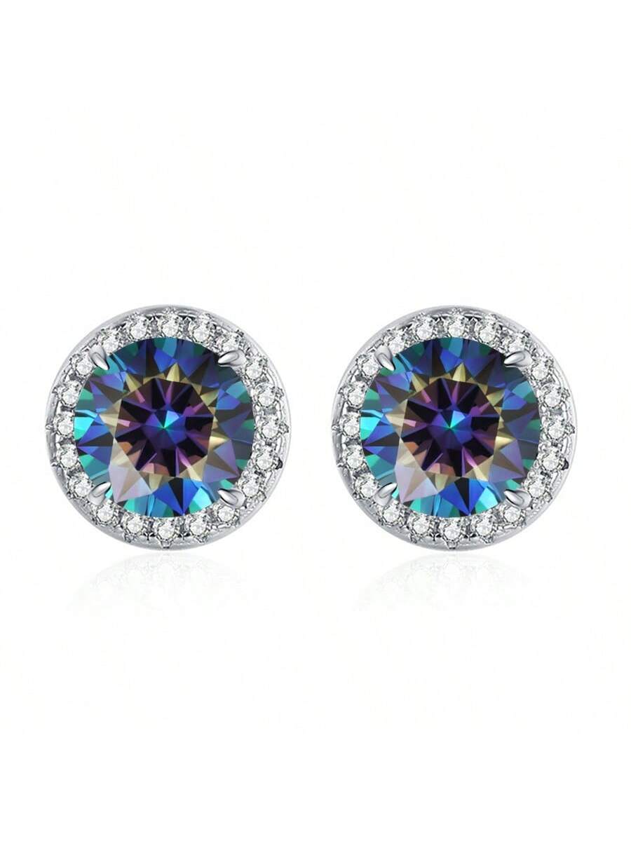 1 Pair 1CT 6.5MM D Color VVS1 Real Moissanite Stud Earrings For Women Luxury 925 Sterling Silver Sparkling Wedding Engagement Jewelry-Multicolor-1