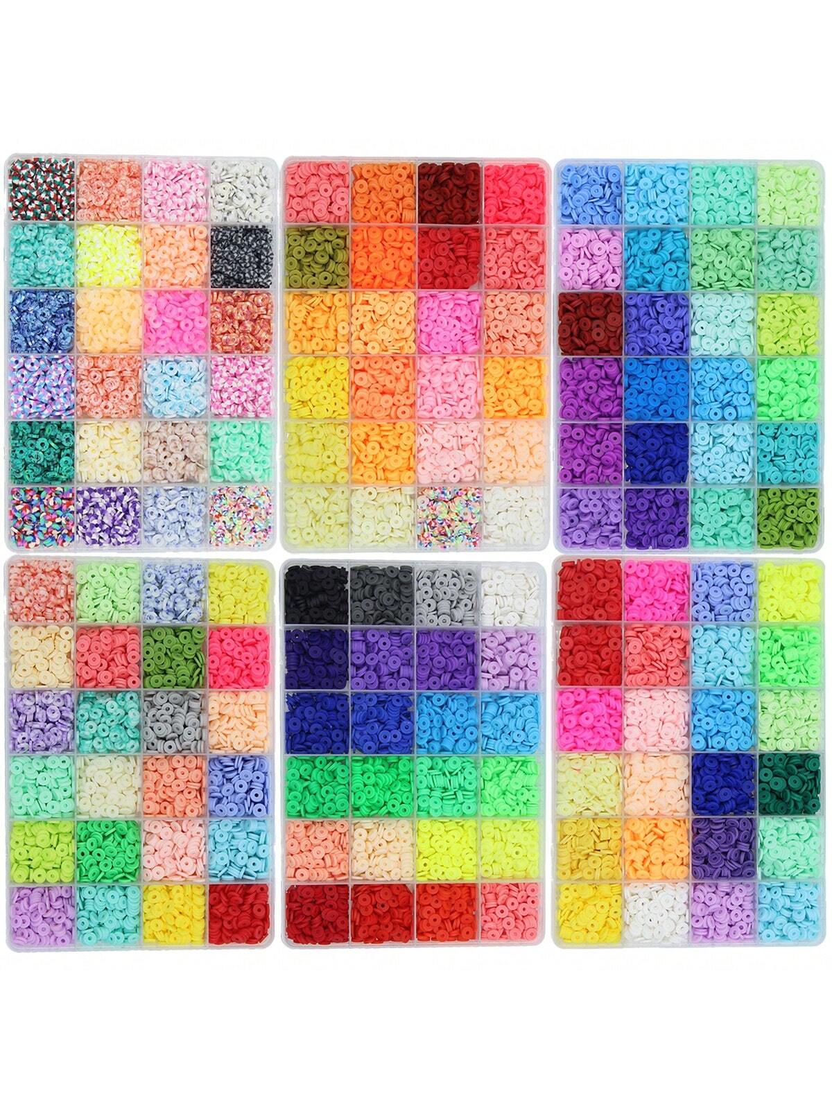 1 Box 24 Colors Clay Beads,6mm Polymer Clay Heishi Beads Disc Flat Beads Alphabet Letter Beads For Bracelets Jewelry Making Craft Kit Gift--1