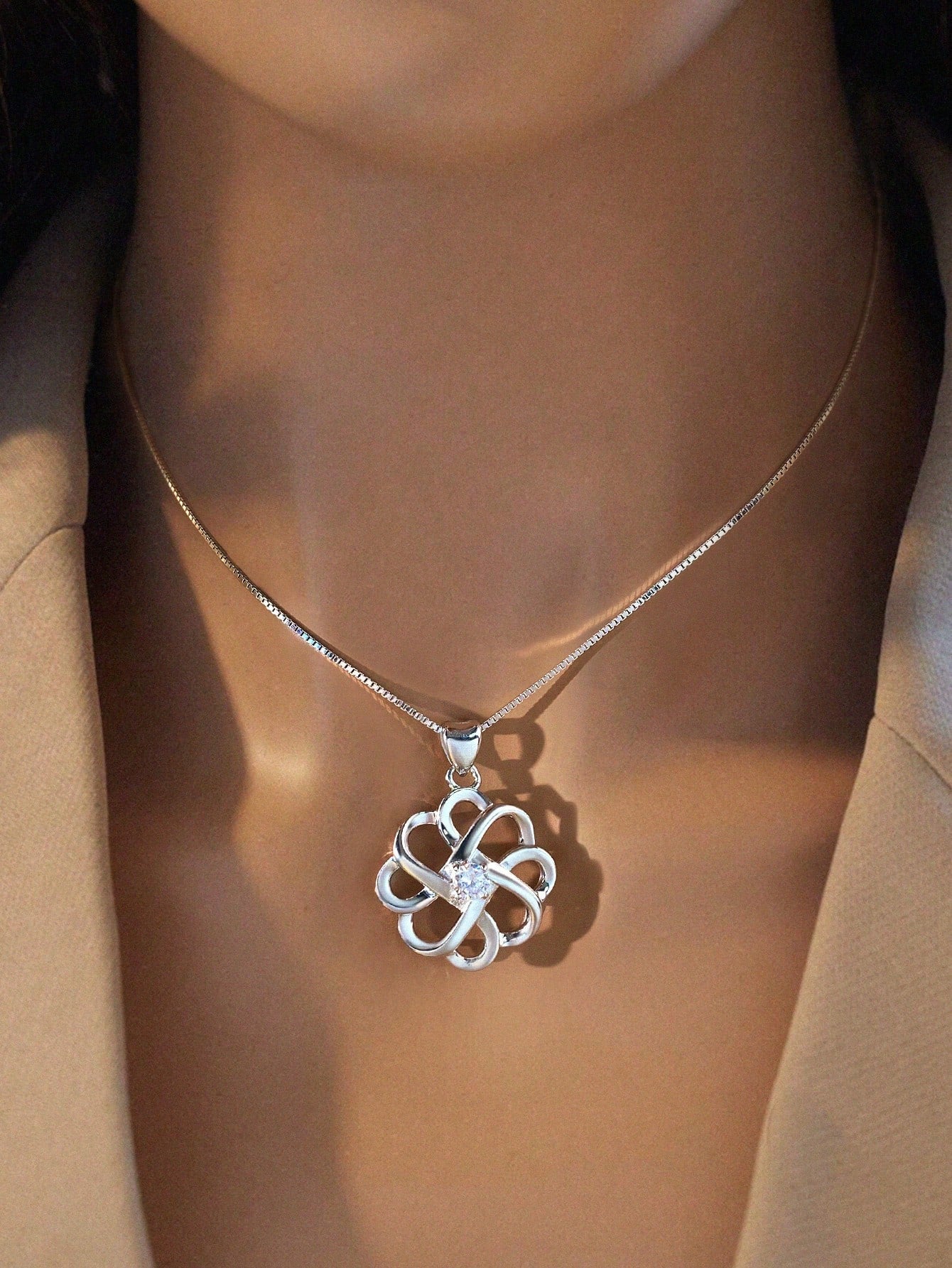 1 Pc Glamorous  Celtic Knot Chain For Women 925 Sterling Silver Fine Jewelry Girlfriend Gift-Silver-1