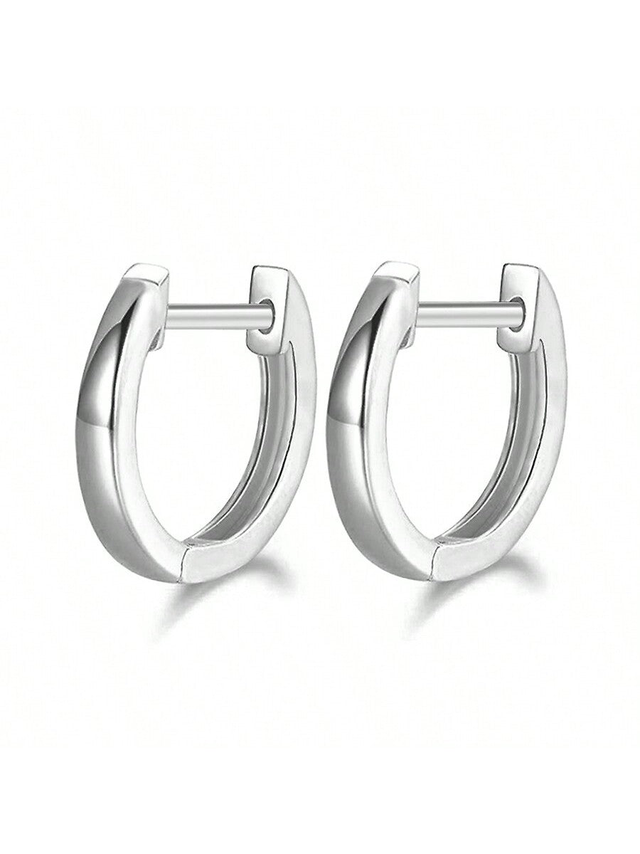 Hypoallergenic Minimalist Hoop Earrings, Fashionable And Simple, Suitable For Women's Daily Wear, Birthday Gift-Silver-1