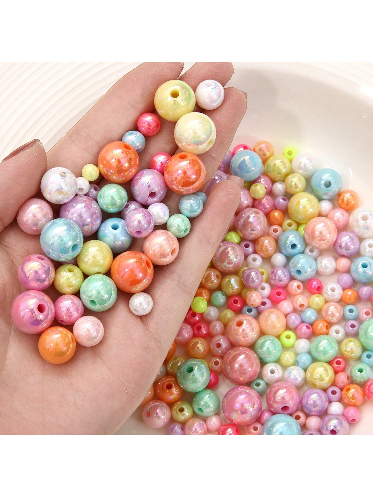 6/8/10/12/14mm Acrylic Candy Colour Straight Hole Round Beads For Making Mobile Phone Chain Bracelet DIY Accessories-Multicolor-1