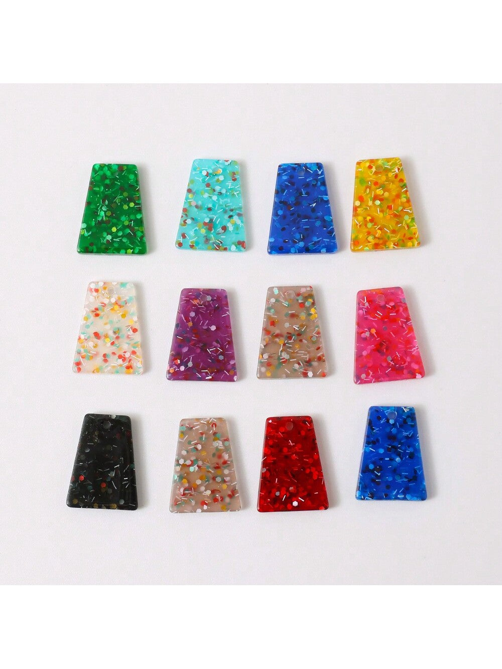 50pcs Acrylic Beads With Speckled Design For Diy Jewelry, Including Trapezoid Shaped Earring, Bracelet, Anklet And Pendant Accessories, Square Patterned Decorations For Making High-End Jewelry, Fashionable Necessities For Women, Suitable For Boys--1