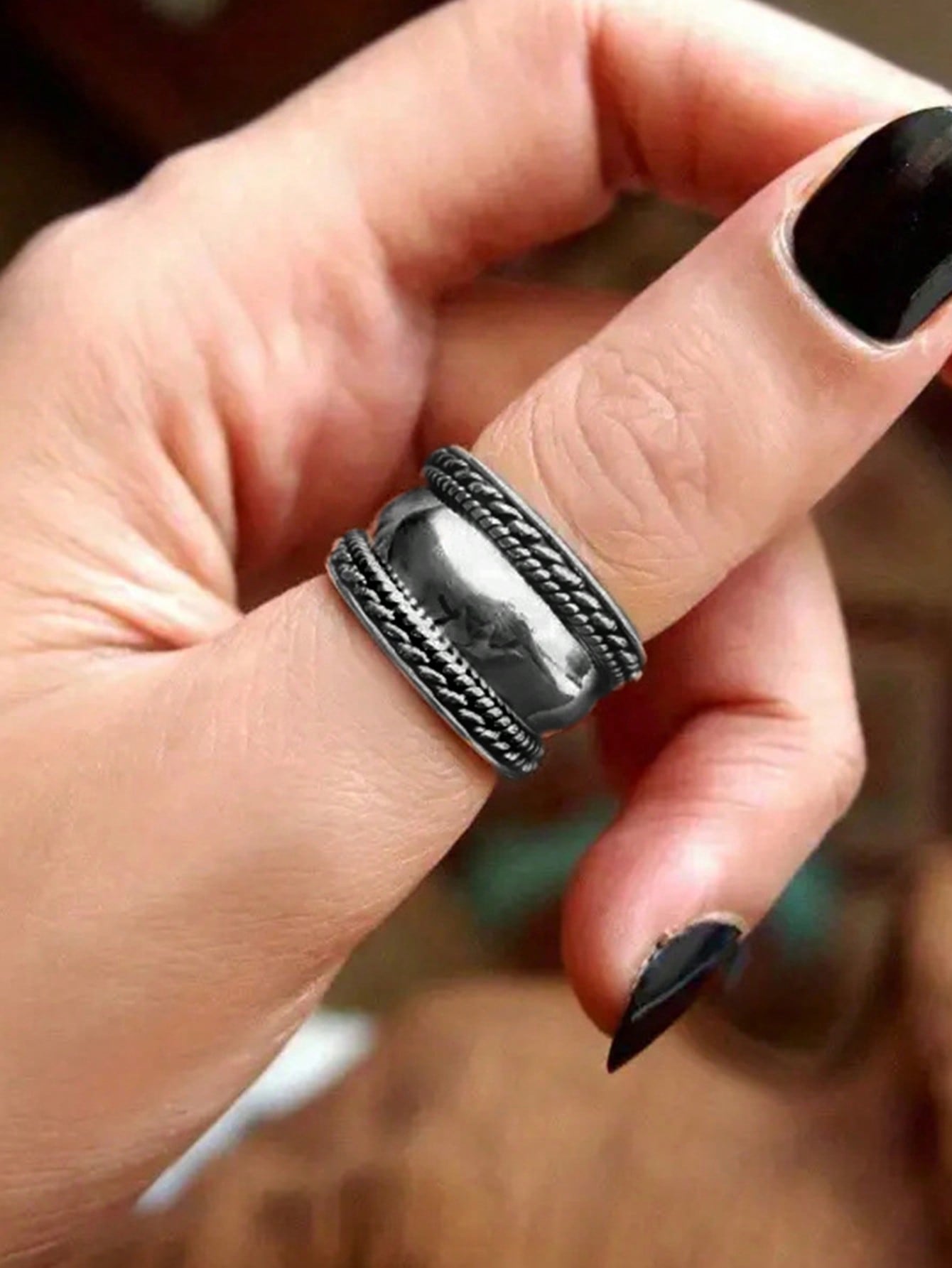 1 PC Retro Ring For Women For Wedding Engagement Anniversary Party Band Jewelry Valentine's Day Gift-Black-1