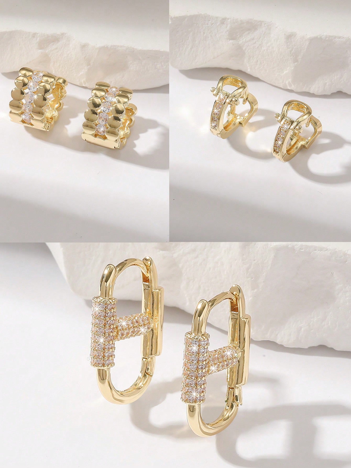 1pair Elegant And Fashionable Women's Ear Hook Featuring 8-Shaped, Horseshoe-Shaped And Buckle-Shaped Design, Encrusted With Shiny , Made Of Brass, Suitable For Graduation, Beach Party, Wedding, Bridal Party, Birthday, Proposal, Teacher's Day,-Yellow Gold-1