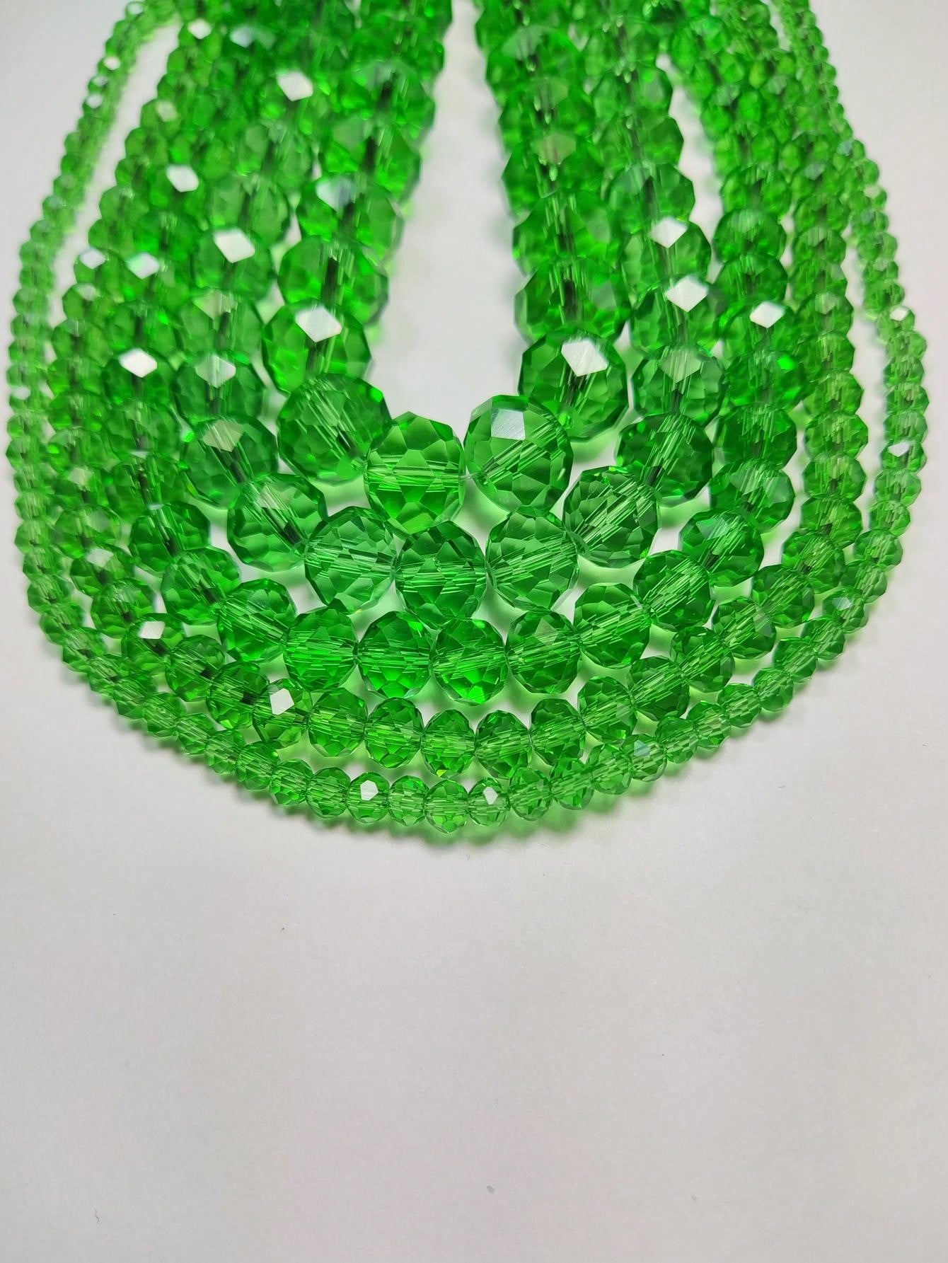 1Strand 3mm/4mm/6mm/8mm/10mm/12mm  Glass Green Rondelle Beads/Glass Crystal Faceted Beads For Bracelet/Necklace/Anklet/Earrings Jewelry Makings/DIY Loose Beads/Crystal Spacer Beads/Wedding Decoration/Xmas Tree Decoration/Holiday Decoration/Room-Green-1