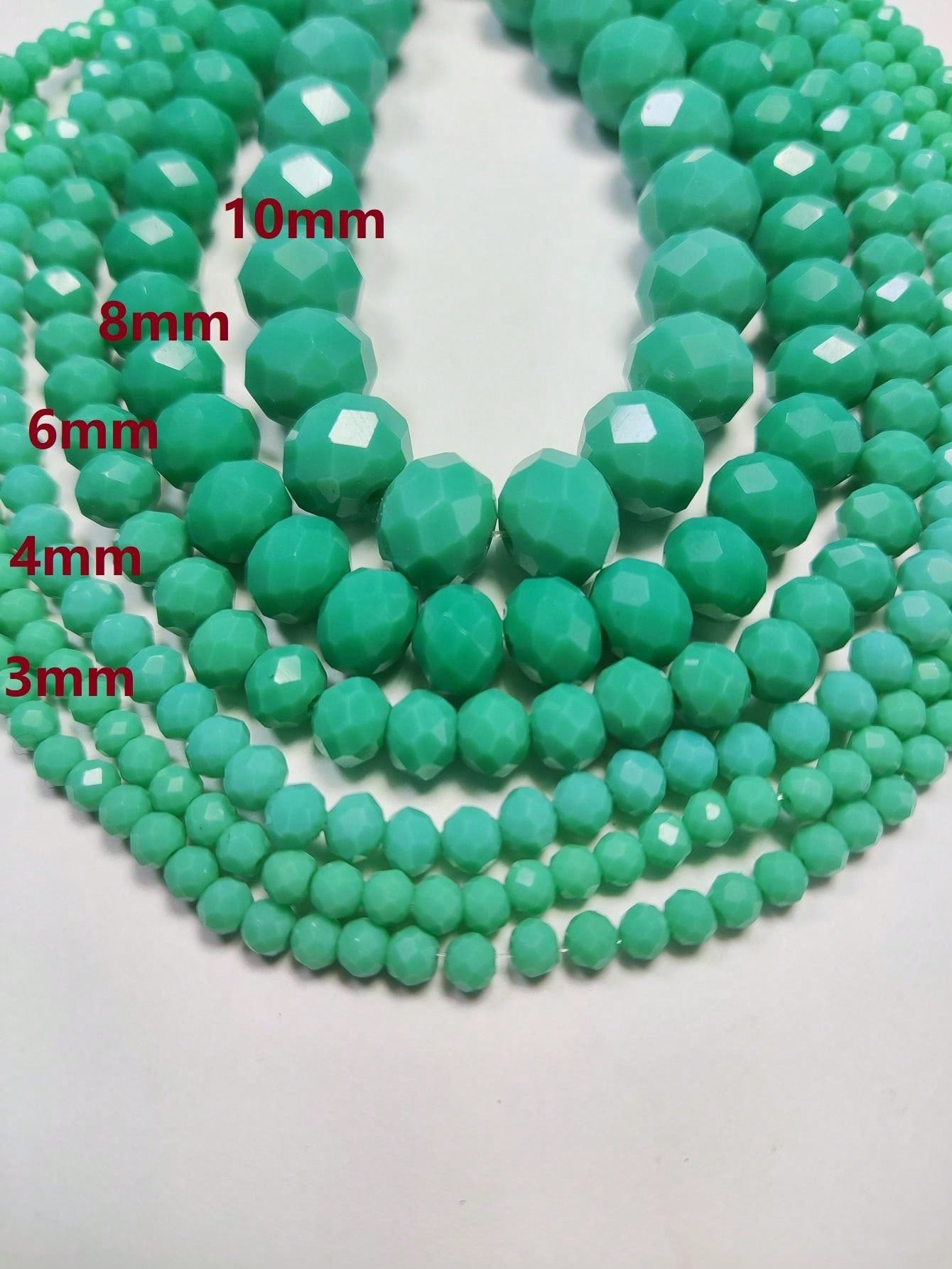 1Strand 3mm/4mm/6mm/8mm/10mm/12mm  Glass Turquoise Rondelle Beads/Glass Crystal Faceted Beads For Bracelet/Necklace/Anklet/Earrings Jewelry Makings/DIY Loose Beads/Crystal Spacer Beads/Wedding Decoration/Xmas Tree Decoration/Holiday Decoration/Room-Green-1