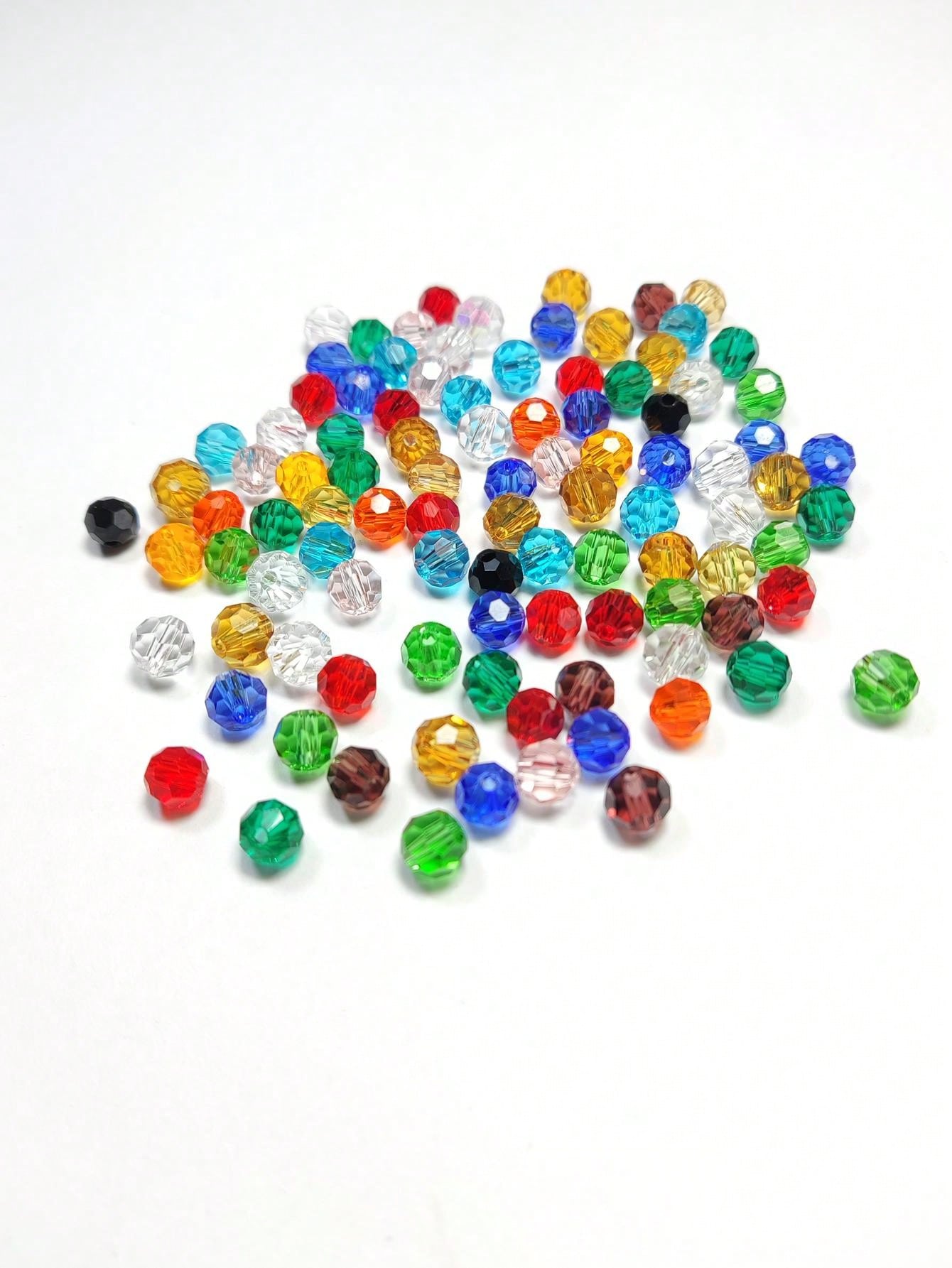 1Strand 6mm Crystal Glass Earth Beads/Glass Globe Beads/Crystal Round Beads For Bracelet/Anklet/Necklace/Earrings Jewelry Making/DIY Creative Beads/Xmas Tree Decoration/Holiday Decoration/Wedding Decoration/Window Decoration-Multicolor-1