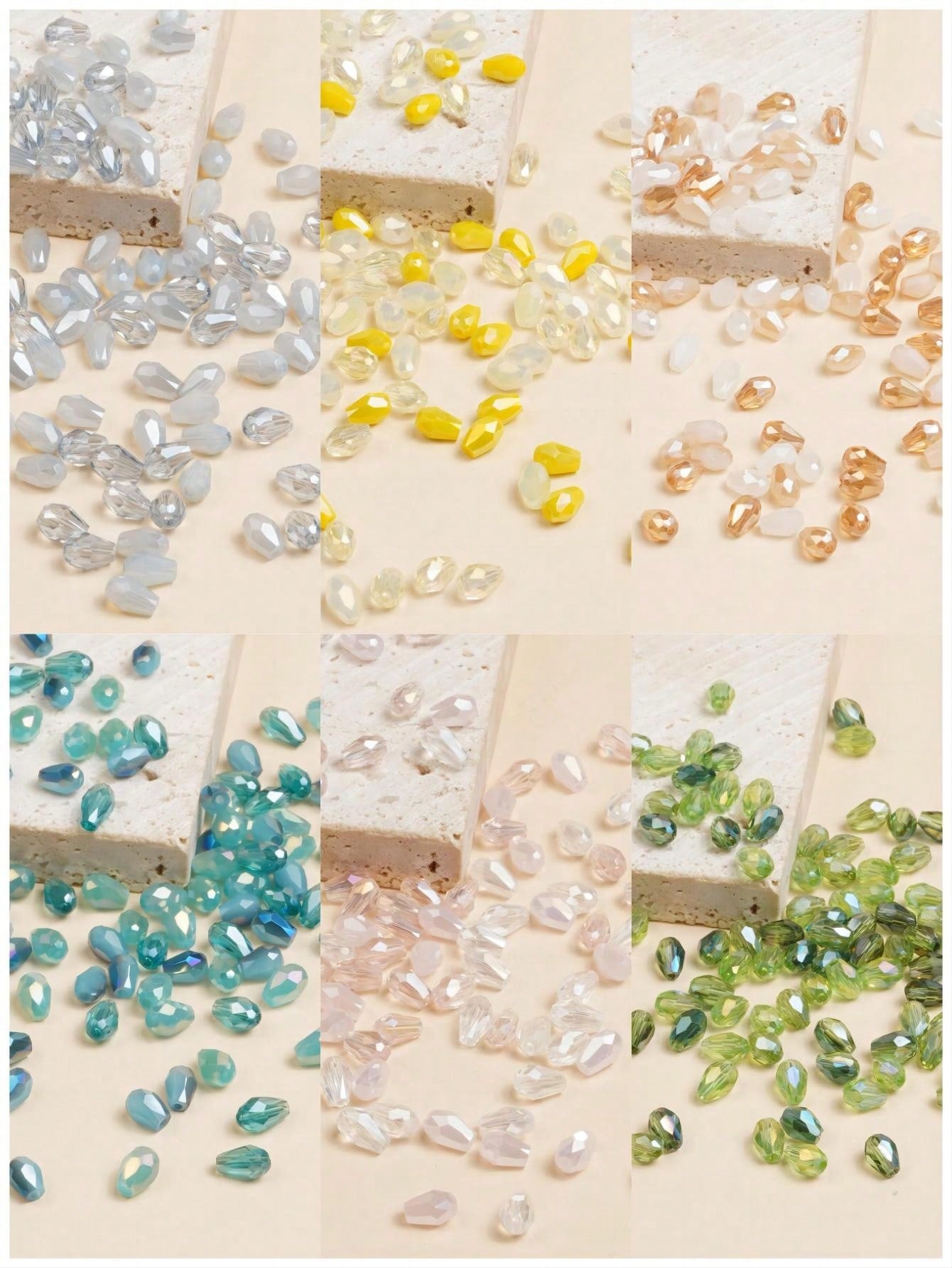 100pcs Random Mixed Color 3mm*5mm Teardrop & Faceted Crystal Glass Beads For Making Bracelet, Necklace, Ring & Earrings--1