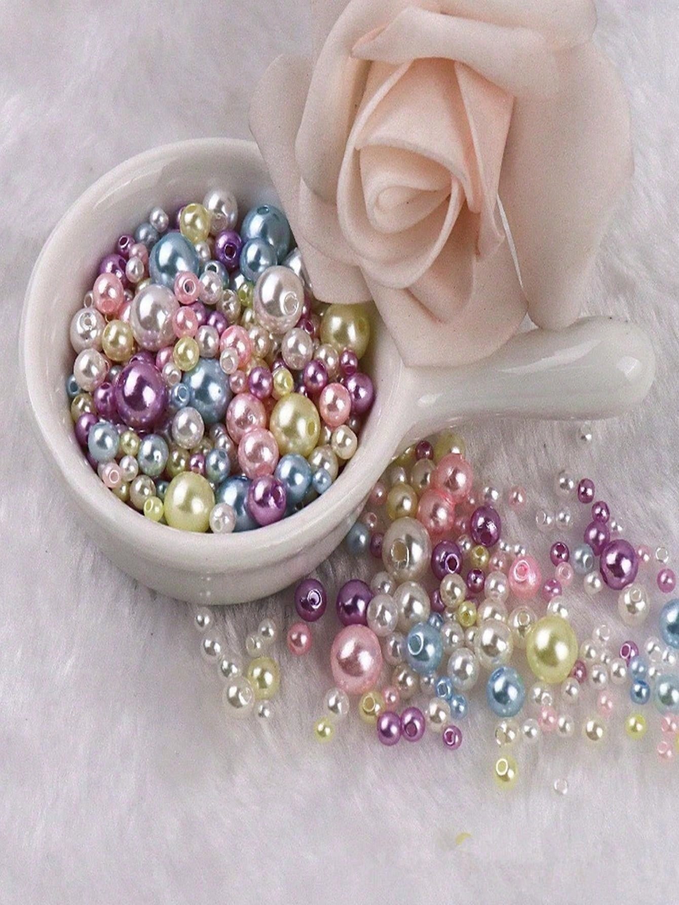 Mixed 150pcs 3-8mm Abs Round Imitation Pearl Beads Flat Back Dual Hole Sewing Accessories For Diy Crafts--1