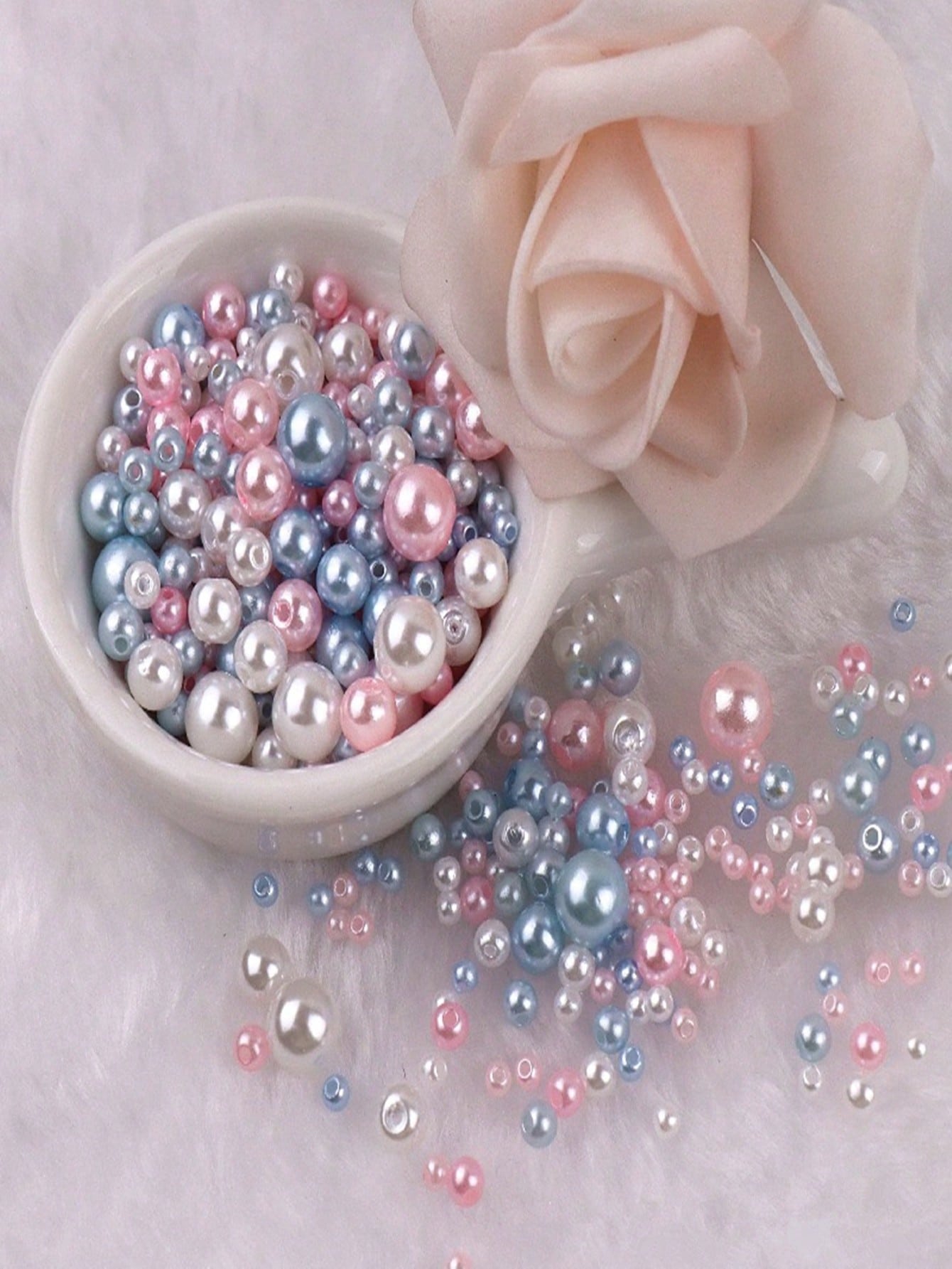 150pcs 3-8mm Multi-Color Round Abs Faux Pearl Beads With Two Holes, Plastic Imitation Pearls For Clothing Diy Decoration--1