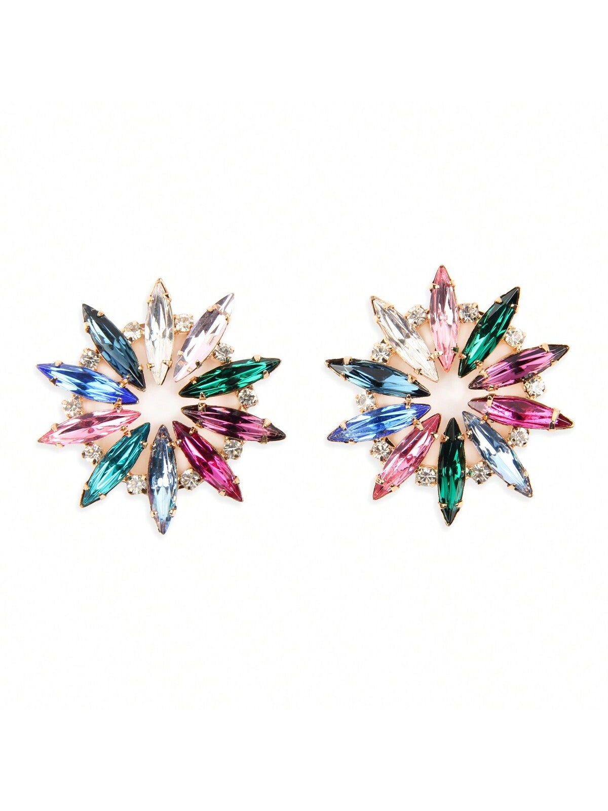 35mm Marquise Flower Earrings-Multicolor-1