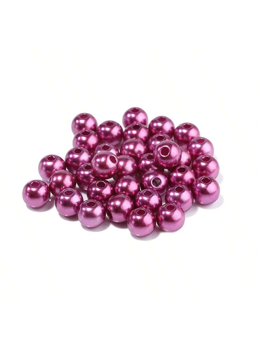 100/300/1000pcs Abs Faux Faxu Pearl Beads With Straight Hole, Colored Faxu Pearl Beads In 3/4/5/6/8/10mm For Diy Making Of Bracelet, Earrings, Necklace, Etc.-Dark Purple DPU-1